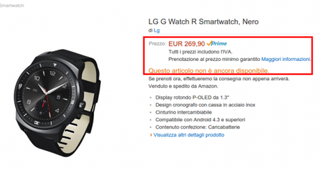 LG G Watch R Smartwatch  Nero  Amazon.it  Elettronica