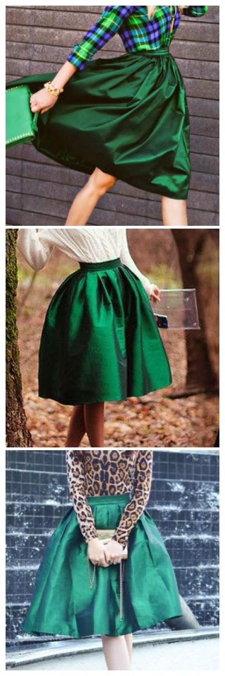 How to wear a green midi skirt