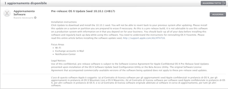 Apple invia agli sviluppatori il primo aggiornamento per Yosemite Apple invia agli sviluppatori il primo aggiornamento per Yosemite