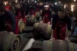 Festa per la produzione del Beaujolais Nouveau a Lione, in Francia