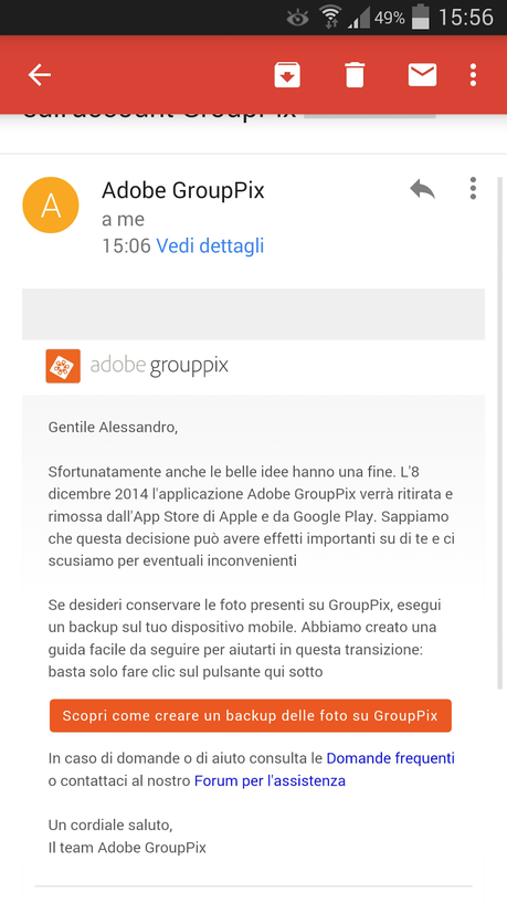 Il servizio Adobe GroupPix verra' chiuso e le relative apps ritirate dagli Stores.