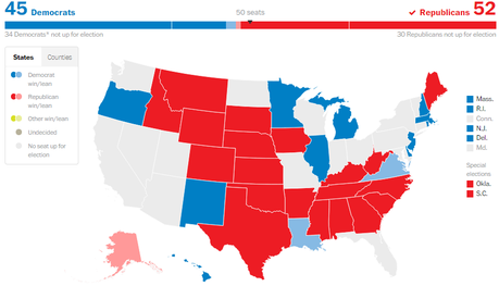 Risultati al Senato - Fonte e dati The Washington Post