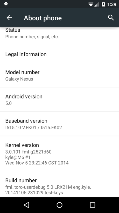 Samsung Galaxy Nexus: disponibile una custom rom con Android 5.0 Lollipop ma...
