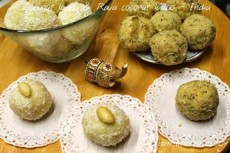 Coconut ladoo e Rava coconut ladoo - i dolcini delle feste (India)