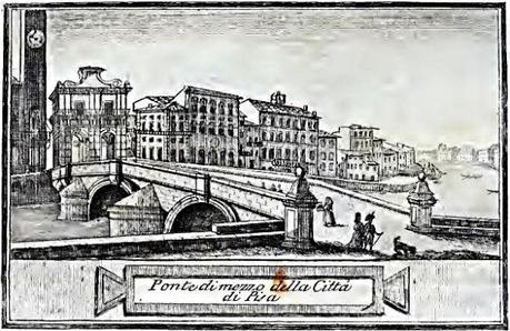 Pisa - Ponte di Mezzo - illustrazione tratta da 