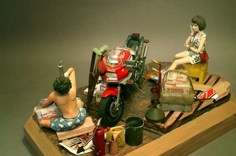 Diorama - Yamaha RZV 500 (Tamiya) & Scratch figure by Masashi Kohara