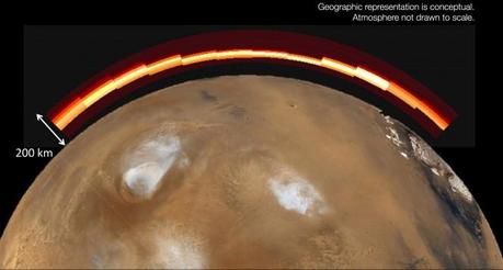 La sonda MAVEN ha studiato le variazioni chimiche in atmosfera, rilevando anche parte della composizione cometaria. Crediti: NASA/JPL, University of Colorado