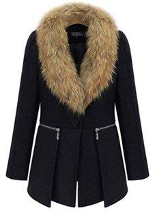 High-end Fur Collar Mid-Pattern Large Size Trench Coat