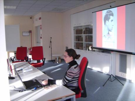 Durante la lezione tenuta nel mese di febbraio alla biblioteca di Mortara (PV)