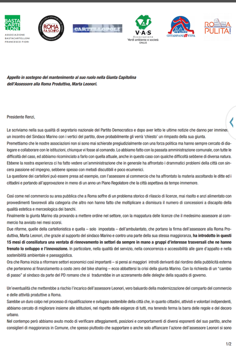 Appello a Matteo Renzi: Marta Leonori non si tocca! C'è chi cerca di sabotare la giunta, ma blog e associazioni si mobilitano a favore dell'assessore alle attività produttive