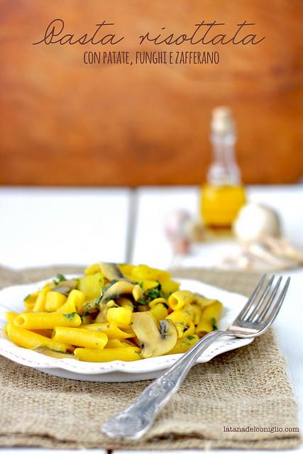 pasta risottata patate funghi zafferano