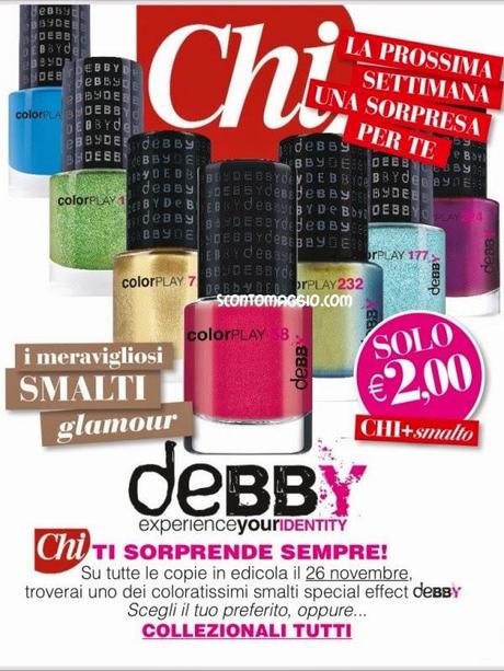 Edicolando in bellezza: Chi + smalto Debby Color Play a soli €2,00, dal 26 Novembre in edicola!!!