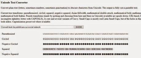 Unicode Text Converter: creare testi divertenti da pubblicare sui social network