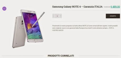 Samsung Galaxy Note 4 Garanzia Italia a 489 euro da Zion Smart Shop... scopriamo se è affidabile!