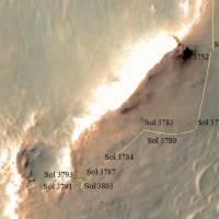 Oppy traverse map sol 3817 detail - Credit: NASA