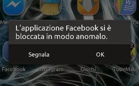 [Risolto] L'applicazione Facebook si è bloccata in modo anomalo