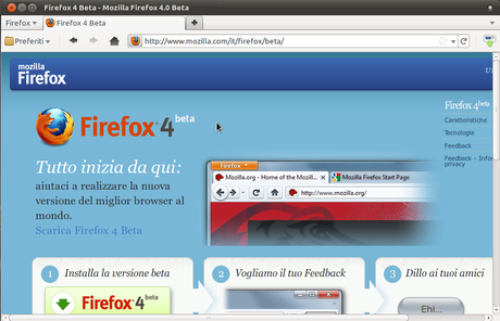 Mozilla Firefox 4.0 beta 12 su Ubuntu