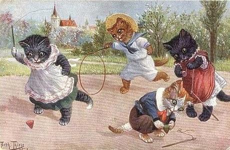 Victorian cats in clothing.