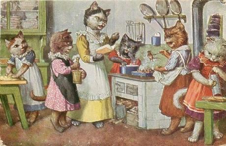 Victorian cats in clothing.