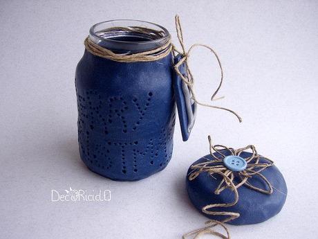 Lanterna riciclosa, con vetro di recupero e pasta modellabile 12. barattolo aperto