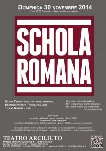 Concerto “Schola Romana”, da un’idea di Davide Trebbi, al Teatro Arciliuto, 30 novembre 2014, Roma