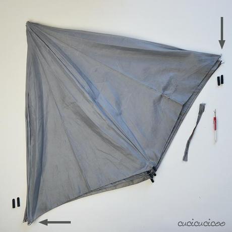 How to make a waterproof picnic blanket from umbrella fabric and a sheet! Have eco-friendly fun in the great outdoors without getting damp! A tutorial by www.cucicucicoo.com