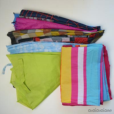 How to make a waterproof picnic blanket from umbrella fabric and a sheet! Have eco-friendly fun in the great outdoors without getting damp! A tutorial by www.cucicucicoo.com