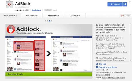 Adblock, navigare senza pubblicità: ecco come fare! adblock_plus_chrome