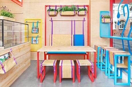 A Bright & Colorful Restaurant with Branding to Match in main interior design art  Category