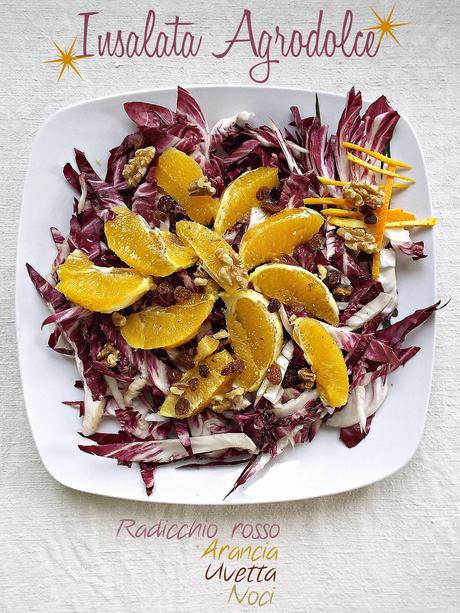 Insalata agrodolce con radicchio, arance e noci