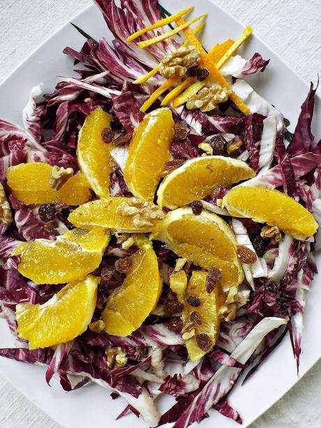 Insalata agrodolce con radicchio, arance e noci