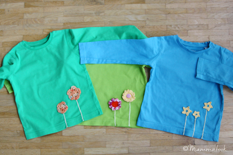 Decorare le magliette con ricamo e uncinetto – Decorating t-shirts with crochet and embroidery