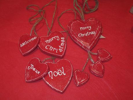 cuori di legno, red hearts, regalino fai da te per natale, regalo handmade