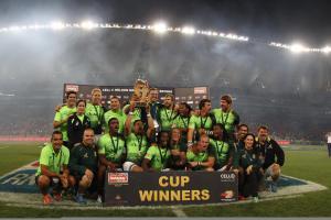 Sevens: Scozia a secco di trofei anche in Sud Africa. BlitzBokke padroni a Port Elizabeth Il Sud Africa festeggia la vittoria in finale (Credit: Martin Seras Lima/World Rugby)