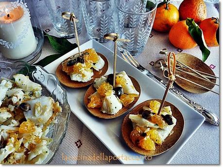 Baccalà condito in insalata alle clementine e noci / Seasoned salt cod salad with clementines and walnuts