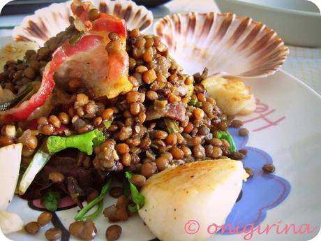 Gli uomini ideali, Scallops with Lentils and Salad e Choco Pudding