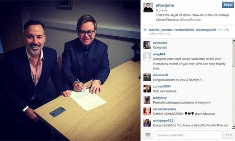 Elton John e David Furnish si sono sposati: tra gli invitati i Beckham