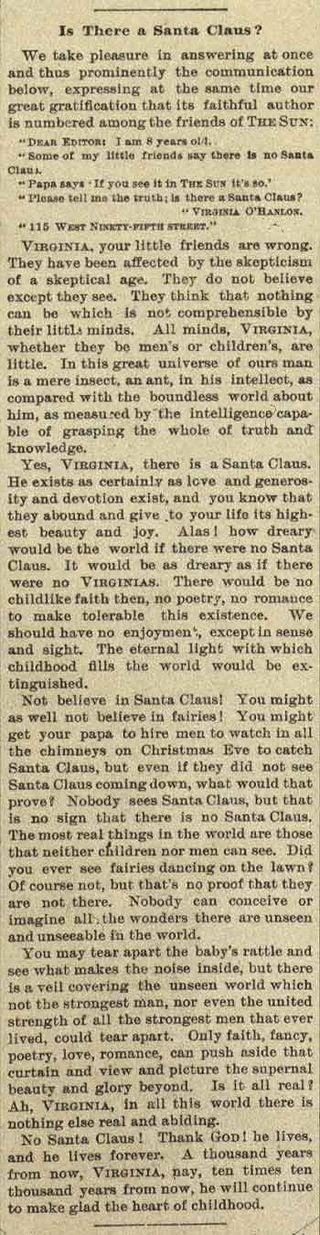 Yes, Virginia, there is a Santa Claus.