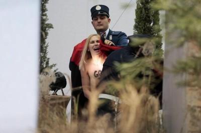 A Femen activist protests in Vatican