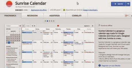 Sunrise Calendar: app Chrome per gestire il tuo calendario