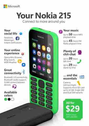Nokia 215 telefono super economico 23 euro la scheda tecnica