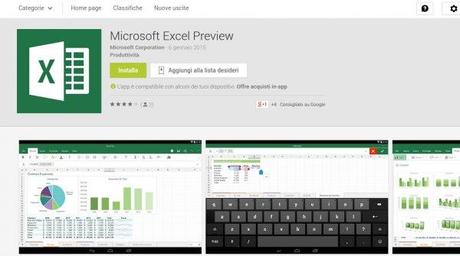 Microsoft Office per tablet disponibile al download con alcune limitazioni Microsoft Excel Preview   App Android su Google Play
