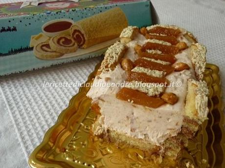 Mattonella con arrotolato di Pan di Spagna, crema alla ricotta e cotognata