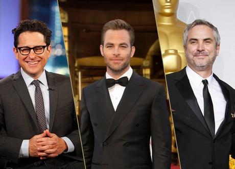 Presenterano le nominatio. da sinistra: J.J. Abrams, Chris Pine, Alfonso Cuaron.