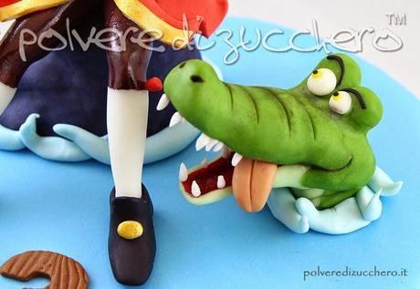 capitan uncino coccodrillo disney pasta di zucchero torta decorata modelling polvere di zucchero