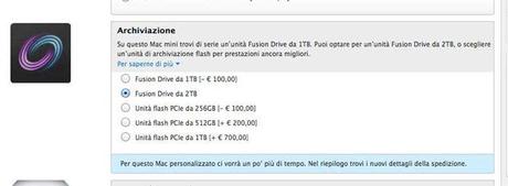 Mac Mini, ora configurabile con Fusion Drive da 2TB Mac Mini configuration