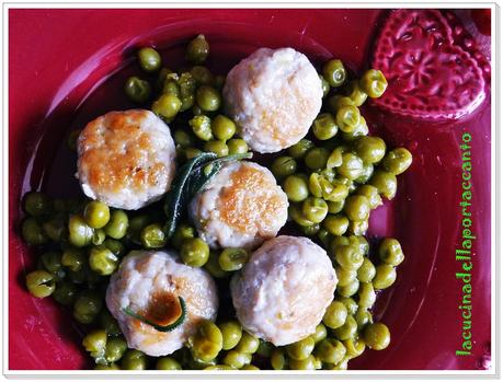 Polpettine speziate al salametto di Varzi con pisellini fini /  Spicy meatballs to Salametto Varzi with peas purposes
