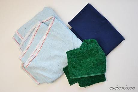 How to sew bathroom rugs from upcycled towels and sheets! Fast, easy and ecofriendly! | www.cucicucicoo.com