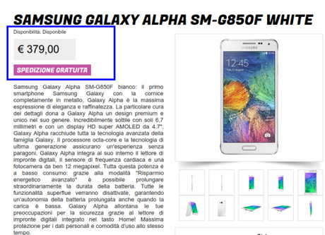 Samsung Galaxy Alpha SM G850F White   Gli Stockisti  Smartphone  cellulari  tablet  accessori telefonia  dual sim e tanto altro