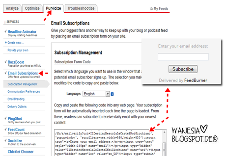 Come personalizzare l´iscrizione alle mail di feedburner